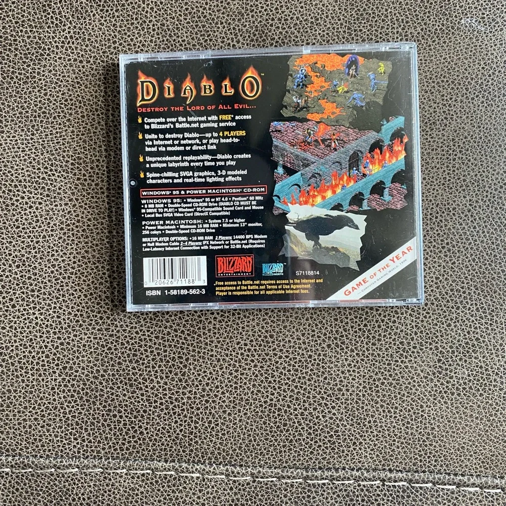 Diablo PC CD-ROM – Windows 95 / Macintosh – Blizzard – Complete Jewel Case